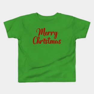 Merry Christmas with Holly and Bow Text Design Kids T-Shirt